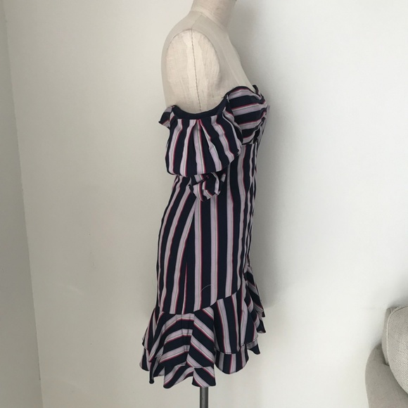WAYF Stripe Over the Shoulder Open Front Dress - Picture 4 of 5
